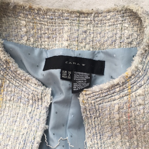 Zara Jackets & Blazers - Zara women raw edge tweed skirt jacket sz 36
